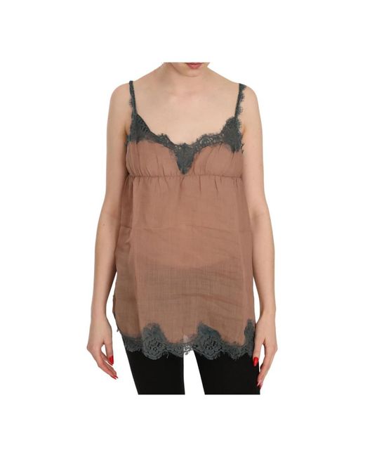 Sleeveless Tops di Pink Memories in Brown
