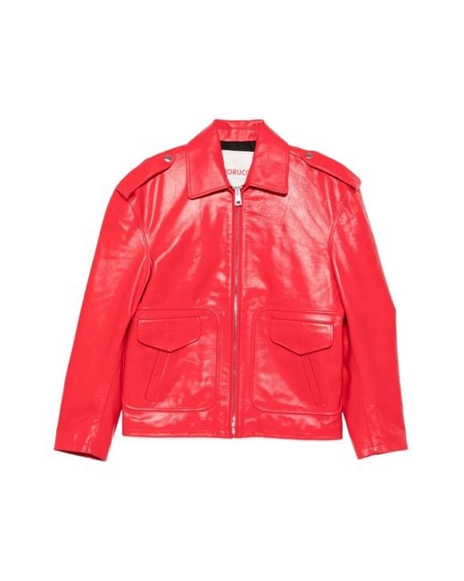 Fiorucci Rode Leren Rits Jas in het Red