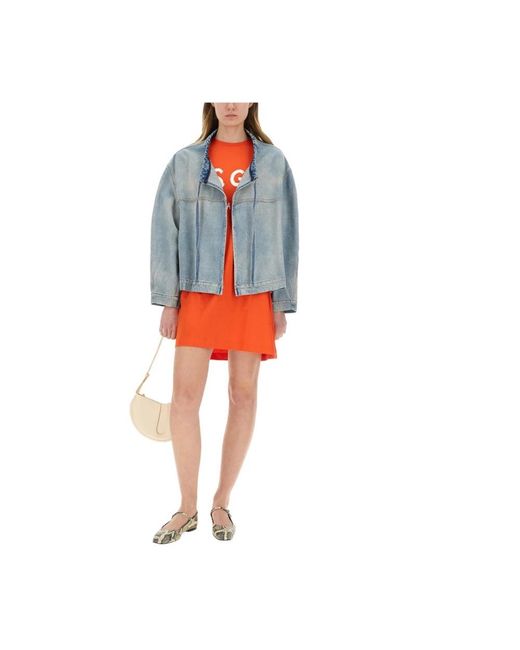 MSGM Oversized Cropped Denim Jack in het Blue