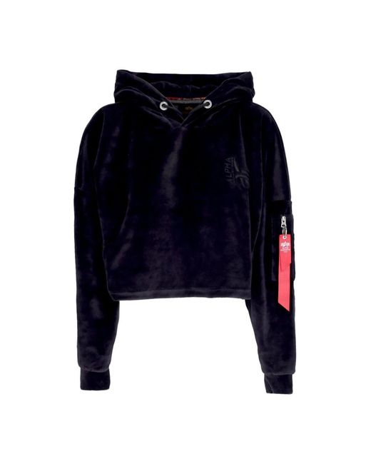 Alpha Industries Hoodies & Sweatvesten ,Zwart ,Polyester Zwarte Hoodie Met Verstelbare Capuchon En Ritssluiting in het Blue