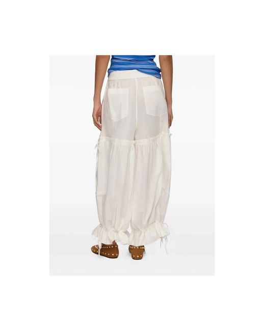 Ganni White Wide Trousers