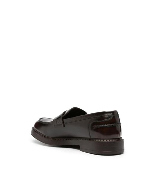 Doucal's Schoenen ,Bruin ,Leer Penny Loafers Van Leer Met Amandelvormige Neus in het Black voor heren
