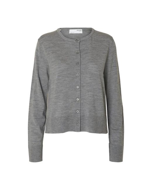 SELECTED Truien & Vesten ,Grijs ,Wol Merino Gebreide Vest in het Gray