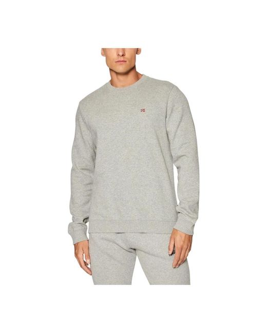 Napapijri Hoodies & Sweatvesten ,Grijs ,Katoen Ronde Hals Lange Mouw Katoenmix Sweatshirt in het Gray voor heren