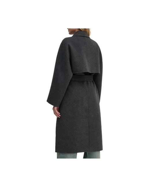 Calvin Klein Black Belted Coats