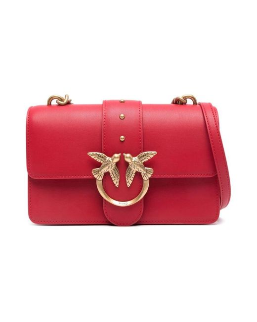 Pinko Red Rote und goldene leder-schultertasche