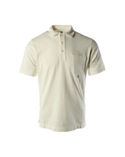 C P Company Weißes baumwoll-polo-shirt in Natural für Herren