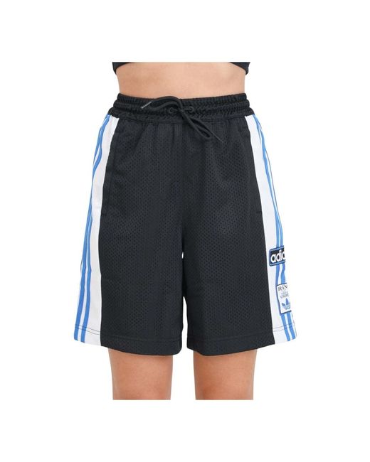 Shorts da basket neri con bottoni a pressione di Adidas Originals in Black