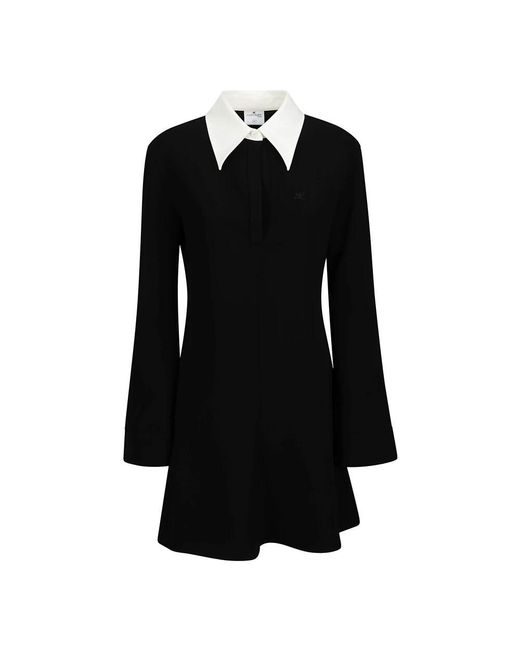 Courreges Black Stretch polo mini kleid