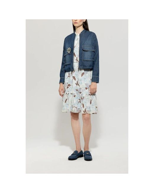 Luisa Cerano Blue Denim-blouson jacke mit enzym-waschung