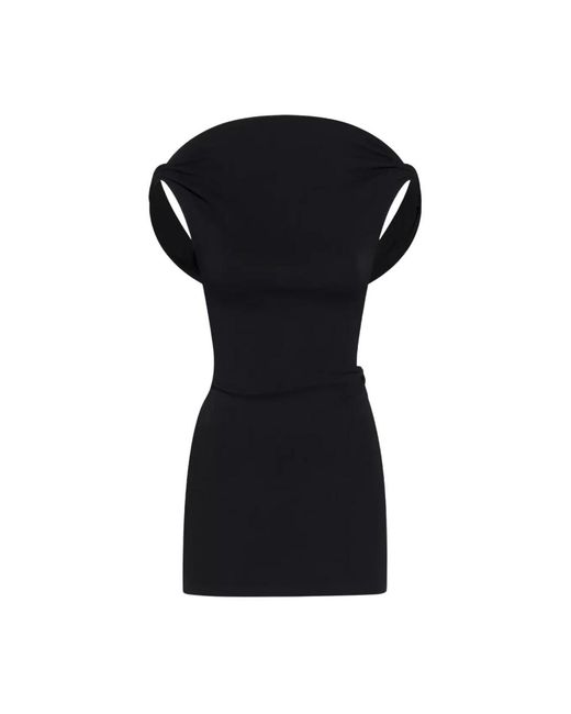 Jacquemus Kleedjes ,Zwart ,Zwarte Mini Jurk Met Open Rug in het Black
