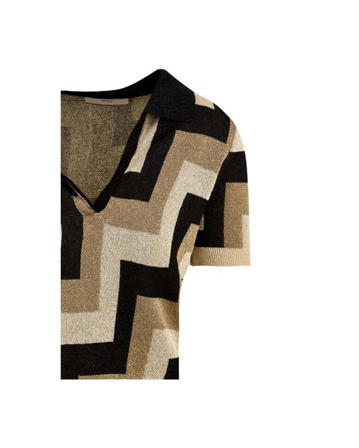 Akep Tops ,Veelkleurig ,Geometrische Jacquard Polo Shirt in het Black