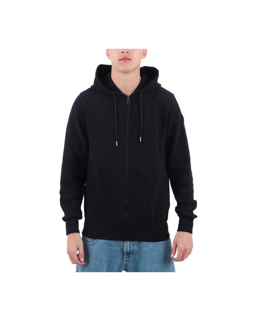 Colmar Hoodies & Sweatvesten ,Zwart ,Katoen Zwarte Zip Hoodie Ottoman Stripes in het Black voor heren