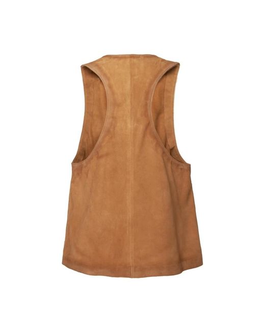 Alysi Unlined Suede Vest in het Brown