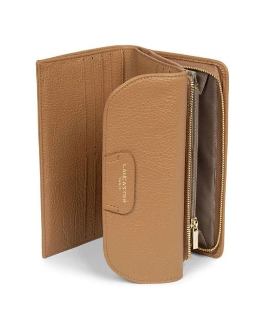 Lancaster Accessoires ,Bruin ,Leer Leren Portemonnee Met Kaartsleuven in het Natural