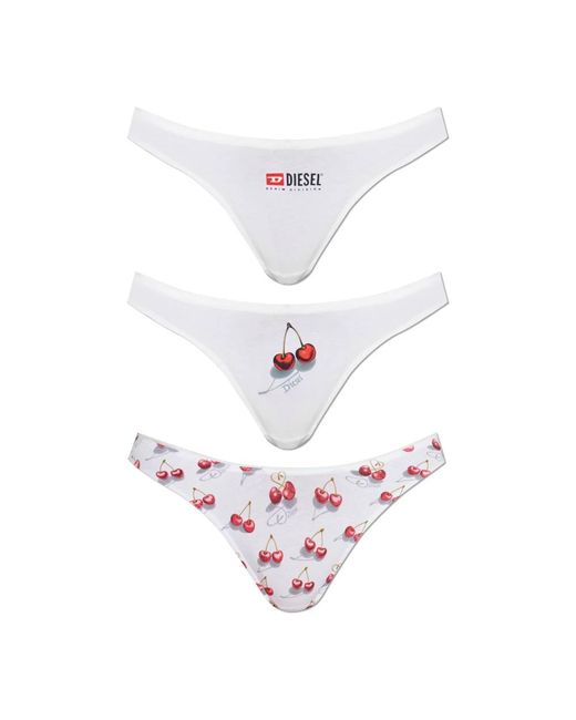 DIESEL Ondergoed ,Wit ,Katoen Ufpn-Punchy-Threepack String Thong Drie-Pack in het White