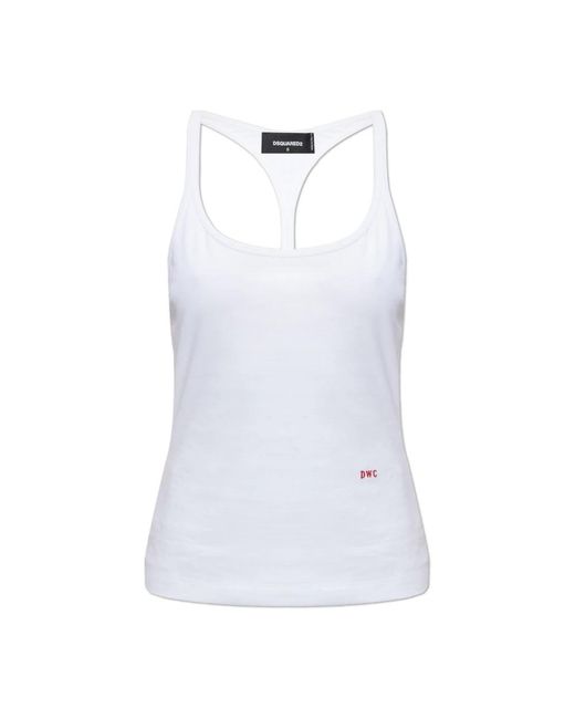 DSquared² Tops ,Wit ,Katoen Strappy Top in het White