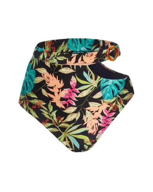 PATBO Badmode ,Veelkleurig ,Leer Zwarte Tropische Bikinibroek in het Green