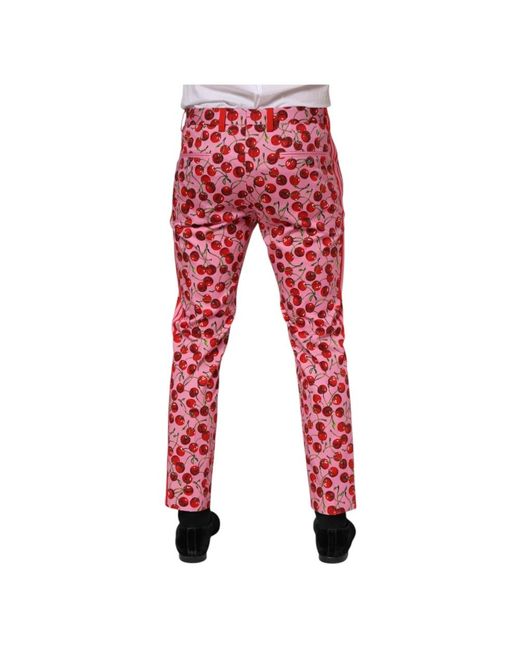 Dolce & Gabbana Red Slim-Fit Trousers for men