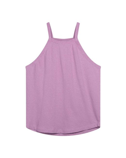 Camiseta de tirantes de lino con escote elástico 10Days de color Purple