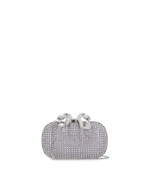 Self-Portrait Gray Lila Strass Schleifen Clutch Tasche