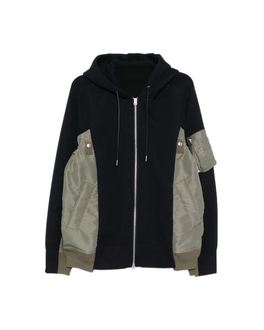 Sacai Black Zip-Throughs for men