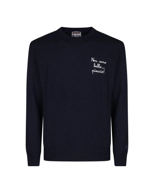 Mc2 Saint Barth Blue Round-Neck Knitwear for men