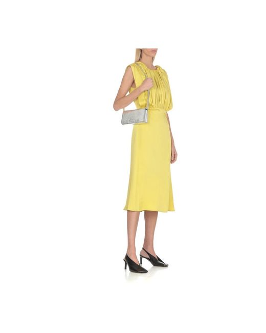 Jil Sander Kleedjes ,Groen ,Groene Mouwloze Gedrapeerde Jurk in het Yellow