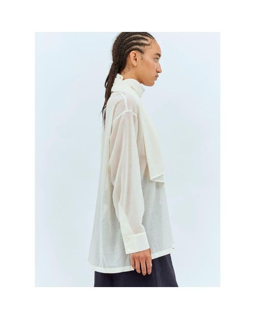 Issey Miyake Gray Wollmischung Sheer Shirt Mit Schal