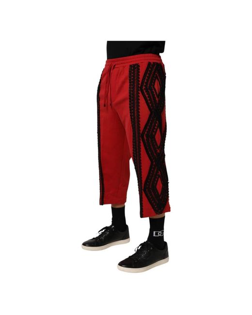 Dolce & Gabbana Red Cropped Trousers for men