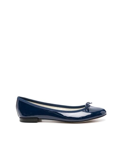 Zapatos de bailarina de charol azul marino Repetto de color Blue
