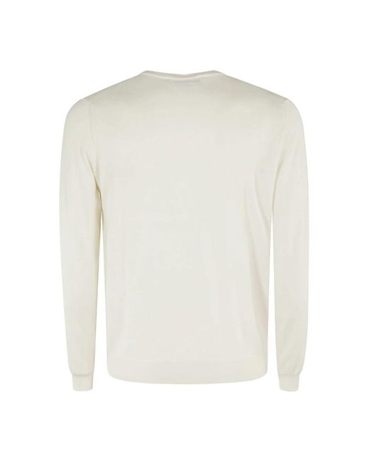 FILIPPO DE LAURENTIIS Baumwoll-kaschmir-kragenpullover,round-neck knitwear in White für Herren