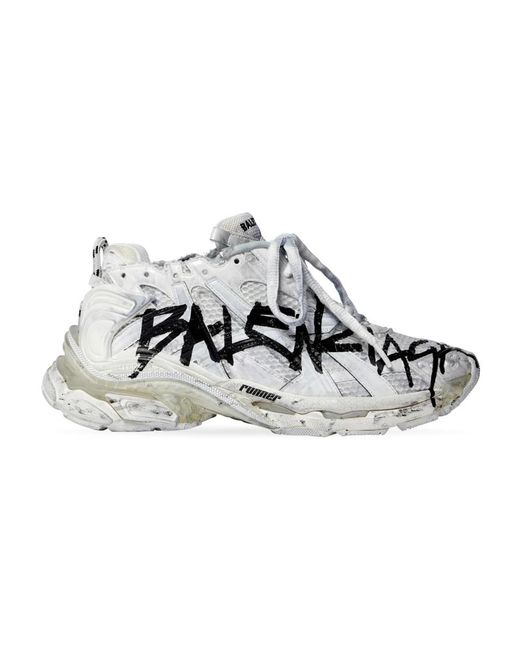 Graffiti mesh sneaker en blanco Balenciaga de color Multicolor