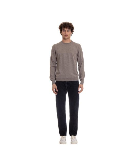 Barba Napoli Gray Round-Neck Knitwear for men