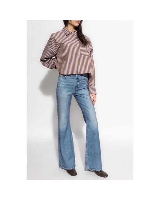 Rag & Bone Overhemden ,Bruin ,Katoen Marin Cropped Gestreept Shirt in het Brown
