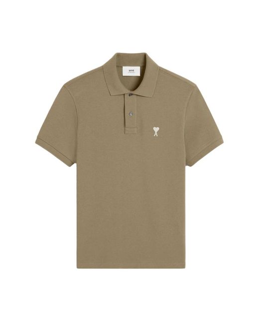 AMI Poloshirt Met Logo in het Natural voor heren
