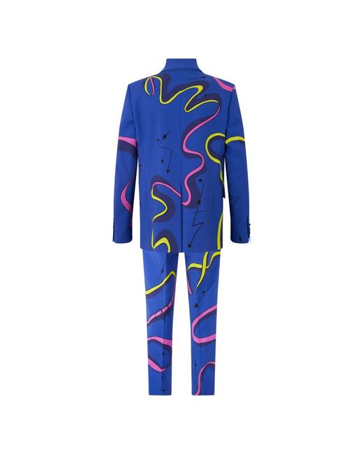 Moschino Blue Double Breasted Suits for men