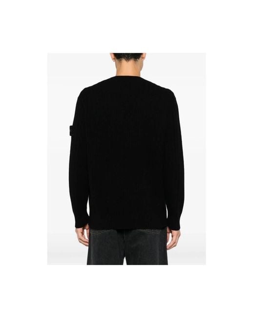 Stone Island Black Round-Neck Knitwear for men