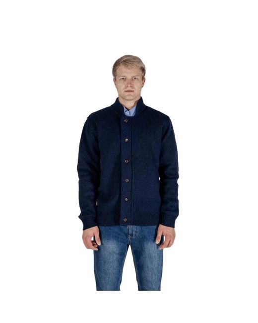 Aquascutum Truien & Vesten ,Blauw ,Wol Wolmix Ritsvest in het Blue voor heren
