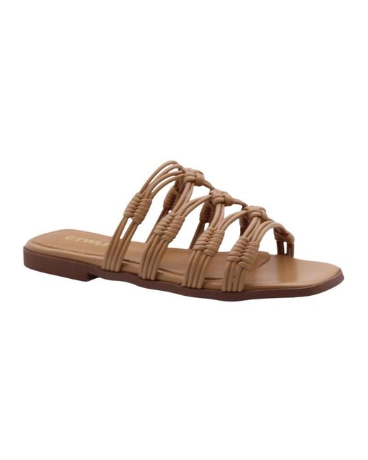 CTWLK Schoenen ,Bruin ,Leer Brazilie Design Slippers in het Brown