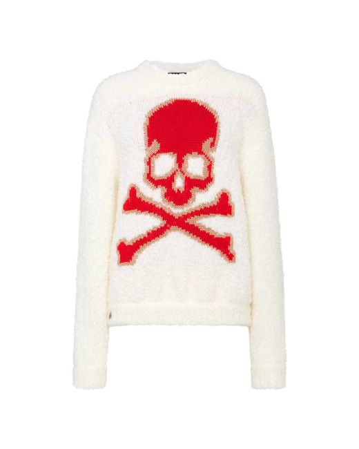 Philipp Plein Red Pullover Skull&Bones