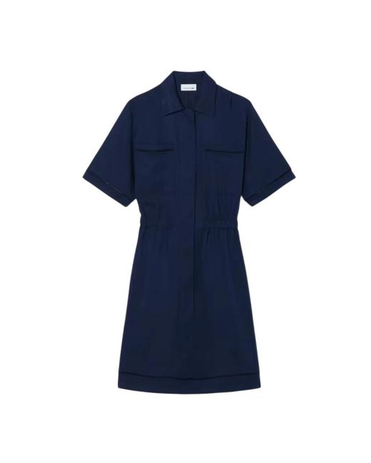 Lacoste Vloeiende Linnenmix Shirtjurk in het Blue