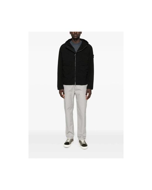 Stone Island Jassen ,Zwart ,Hooded Jacket in het Black voor heren
