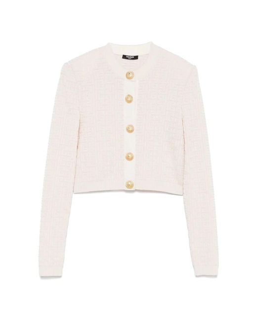 Balmain White Labyrinth strickjacke