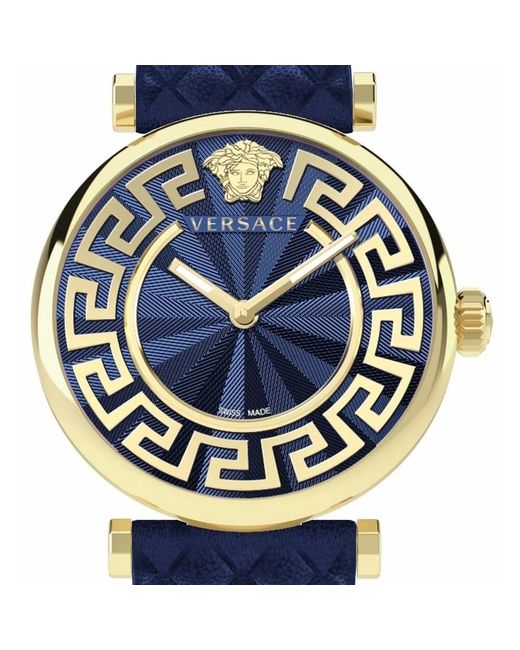 Versace Lady Leather Strap Watch in het Blue
