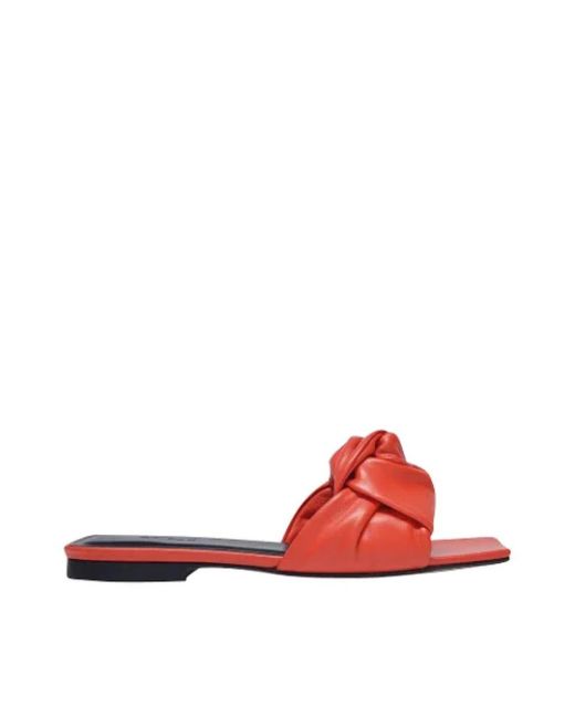 By Far Lima Sandals In Red Smooth Leather