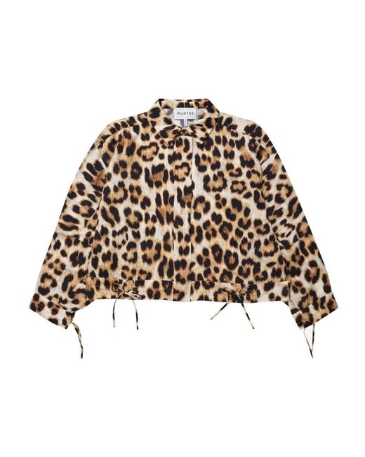 Munthe Black Leopardenmuster Top Mit Bindedetails