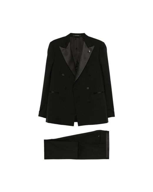 Tagliatore Black Double Breasted Suits for men