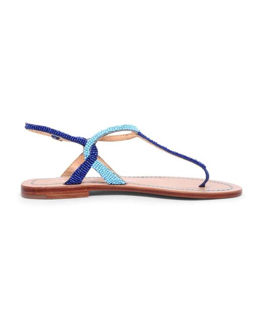 Maliparmi Schoenen ,Blauw ,Sandalen Met Kralen En Kleurrijke Details in het Blue