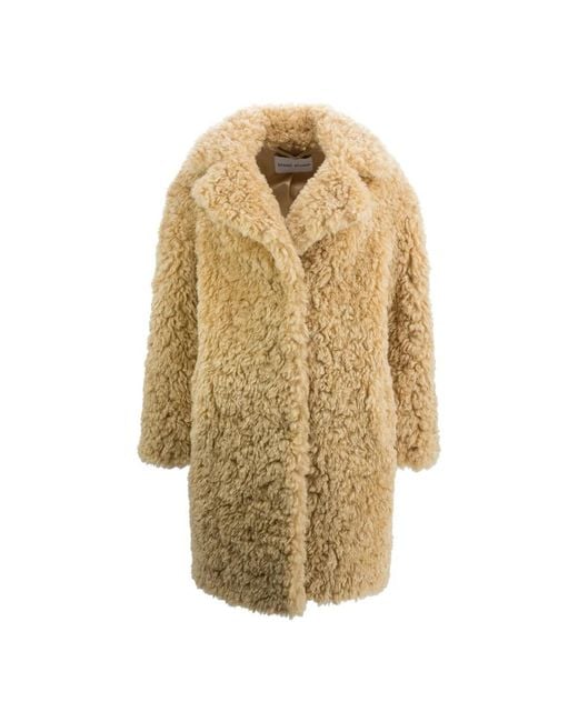Stand Studio Bruine Faux-Fur Stand Jas in het Natural